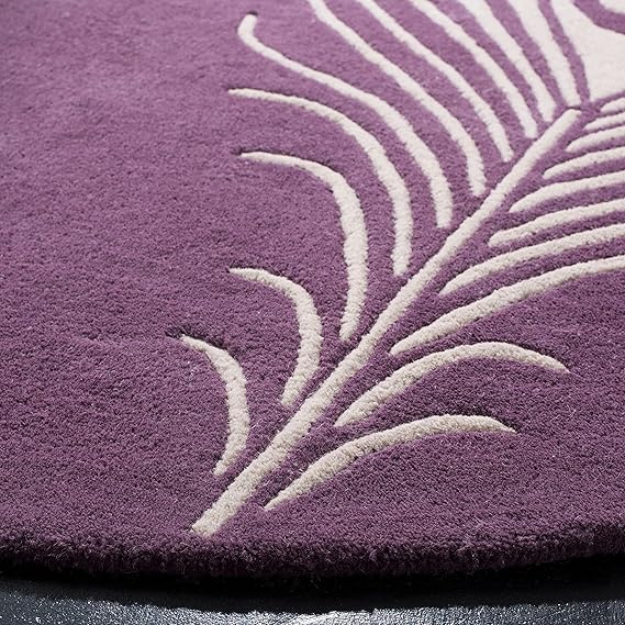Hand Tufted New Zealand Wool Round Area Rug | Royal Purple Luxury Designer Carpet for Living Room, Bedroom