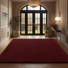 Luxury Hand Tufted Wool Area Rug | Deep Burgundy Solid Carpet | Soft, Durable & Modern Minimalist Floor Decor