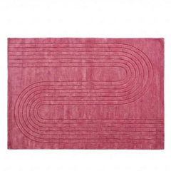 Blush Pink Hand-Tufted Rug | 100% New Zealand Wool Curved Modern Luxury Area Rug