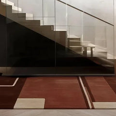 Modern Geometric Hand-Tufted Wool Rug | Luxury Designer Carpet in Terracotta, Blush & Beige for Living Room & Bedroom