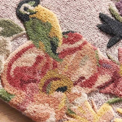 Premium Hand Tufted Floral Bird Wool Carpet | Luxury Botanical Area Rug for Living Room & Bedroom Home Décor