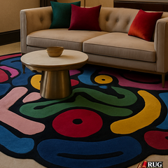 Modern Irregular Area Rug | Hand Tufted New Zealand Wool Luxury Carpet for Living Room, Bedroom & Home Decor