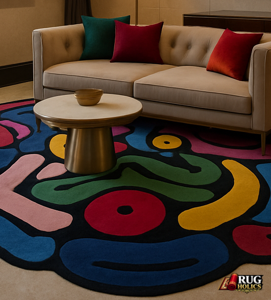 Modern Irregular Area Rug | Hand Tufted New Zealand Wool Luxury Carpet for Living Room, Bedroom & Home Decor