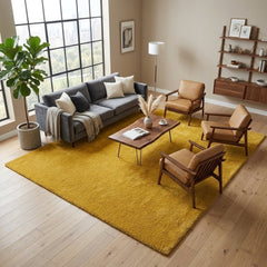 Mustard Yellow Area Rug, Soft Plush Rug, Modern Minimalist Home Decor