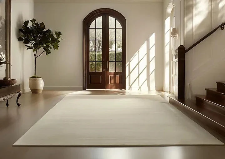 Hand Tufted New Zealand Wool Area Rug | Off White Solid Carpet | Soft, Elegant & Modern Minimalist Floor Decor
