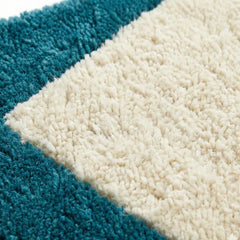 Hand Tufted Wool Runner Rug | Teal & White Modern Hallway Rug