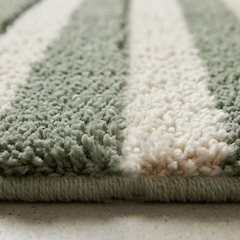 Sage Green Striped Runner Rug – Hand Tufted Wool Scandinavian Minimalist Hallway Carpet Home Decor