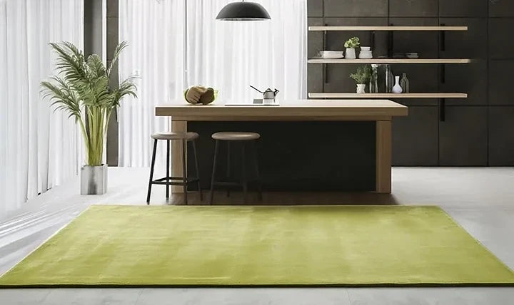 Premium Solid Olive Green Hand Tufted Wool Carpet | Modern Luxury Minimalist Area Rug for Living Room & Bedroom