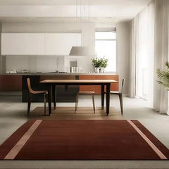Hand Tufted New Zealand Wool Area Rug | Burgundy Border Design Carpet | Elegant & Modern Floor Decor