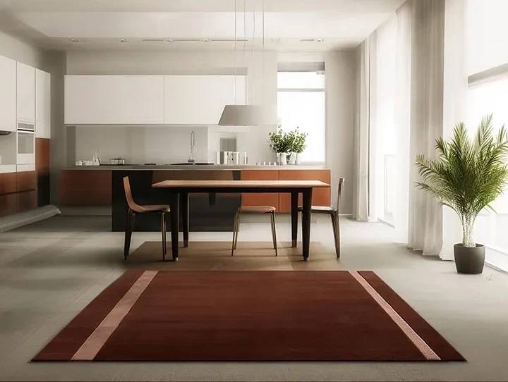 Hand Tufted New Zealand Wool Area Rug | Burgundy Border Design Carpet | Elegant & Modern Floor Decor