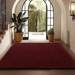 Luxury Hand Tufted Wool Area Rug | Deep Burgundy Solid Carpet | Soft, Durable & Modern Minimalist Floor Decor