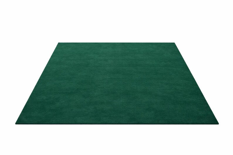 Solid Emerald Green Area Rug – Hand Tufted Plush Carpet for Living Room, Modern Contemporary Bedroom & Home Decor