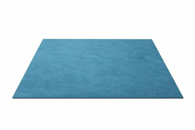 Modern Solid Blue Hand Tufted Rug | Luxury Plush Area Carpet for Living Room, Bedroom & Contemporary Home Interiors