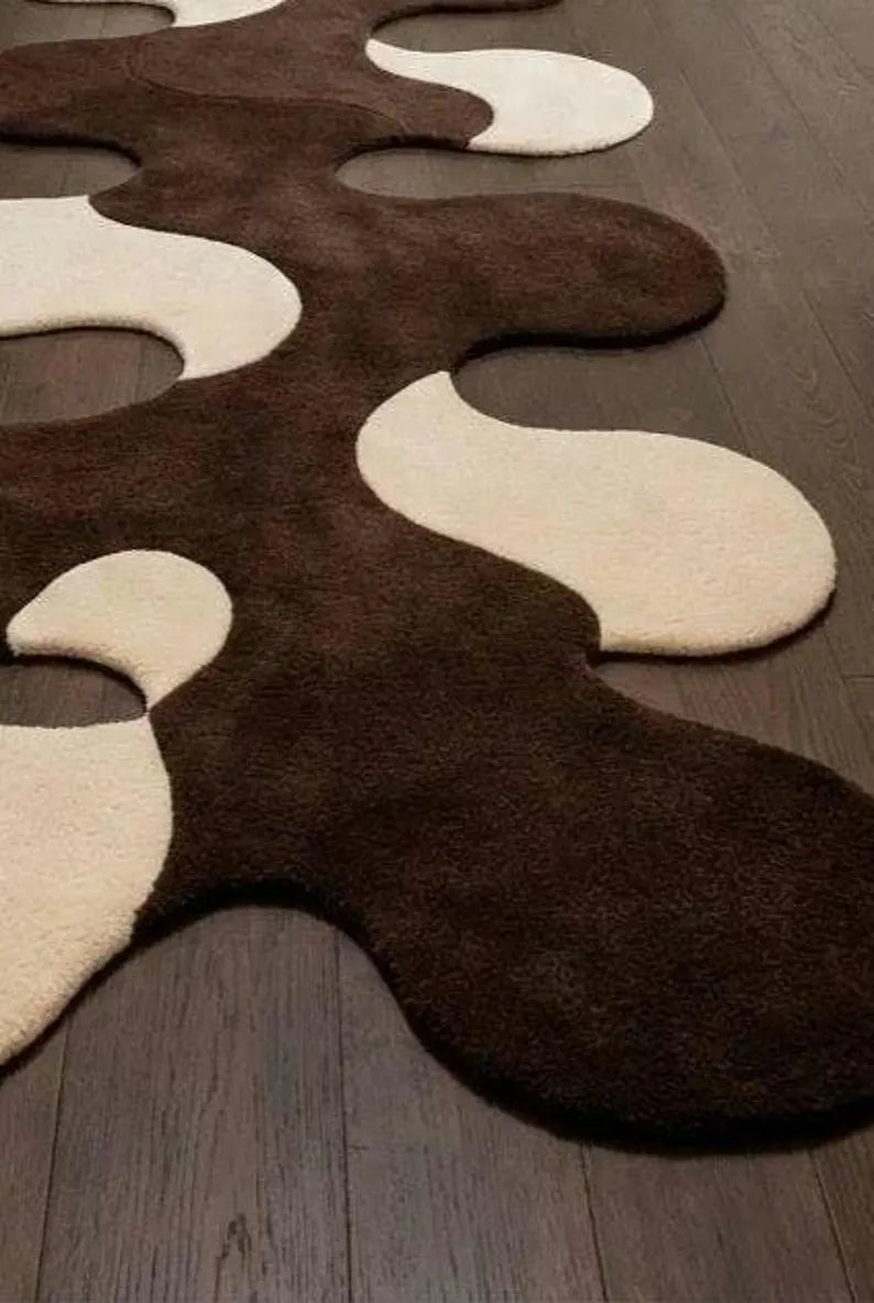 Modern Abstract Hallway Runner Rug | Hand Tufted New Zealand Wool Area Rug