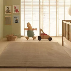 Solid Beige Luxury Wool Area Rug | Hand-Tufted Premium Carpet for Living Room & Bedroom
