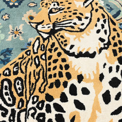 Leopard Area Rug, Hand Tufted Wool Carpet, Vintage Persian Design, Statement Decor