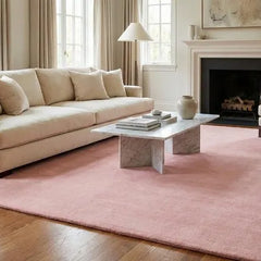 Luxury Solid Blush Terracotta Hand Tufted Wool Area Rug | Modern Minimalist Carpet for Home Décor, Living Room & Bedroom