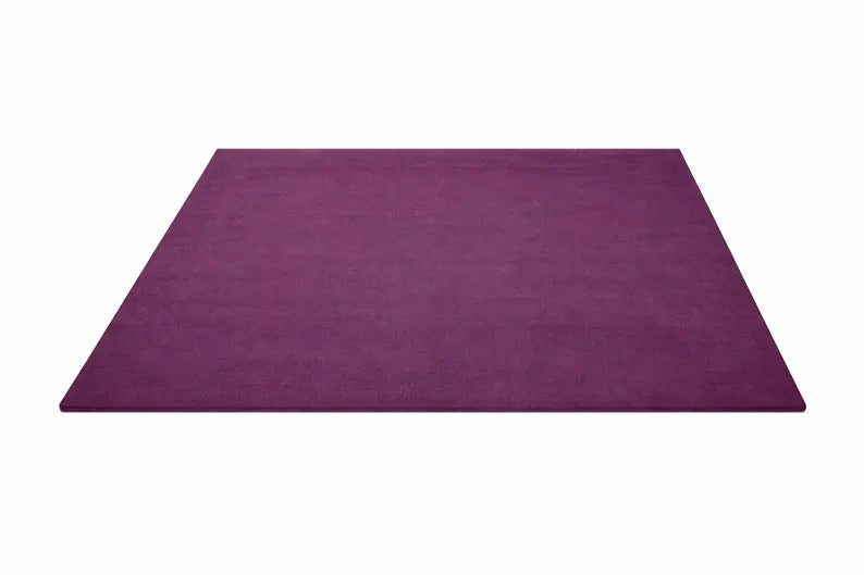 Plush Aubergine Shag Rug, Deep Purple Velvet, Modern Living Room Decor