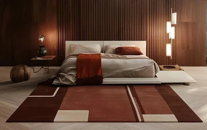 Modern Geometric Hand-Tufted Wool Rug | Luxury Designer Carpet in Terracotta, Blush & Beige for Living Room & Bedroom