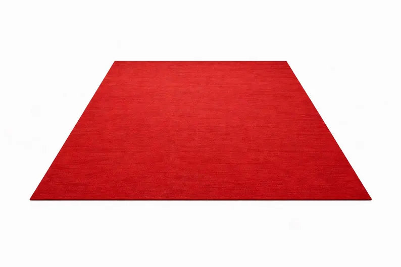 Modern Solid Red Hand Tufted Area Rug | Premium Plush Carpet for Living Room, Bedroom | Contemporary Luxury Home Decor