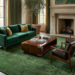 Solid Olive Green Hand-Tufted Wool Area Rug | Luxury Minimalist Carpet for Living Room, Bedroom & Home Decor
