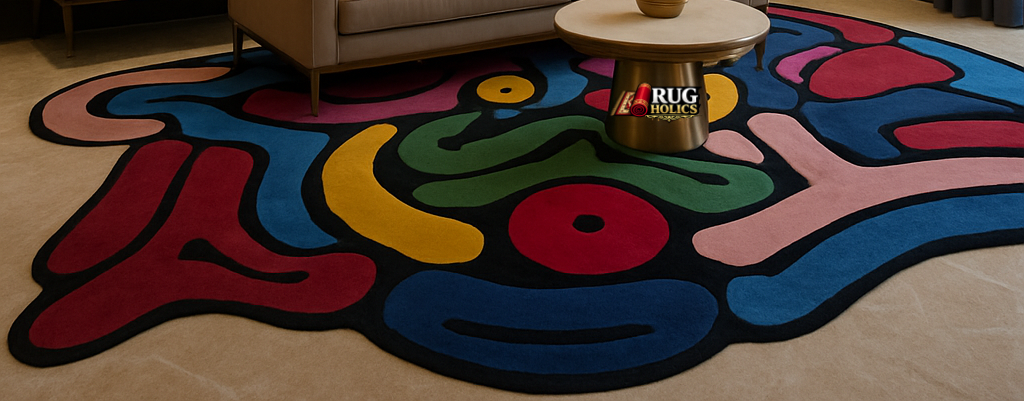 Modern Irregular Area Rug | Hand Tufted New Zealand Wool Luxury Carpet for Living Room, Bedroom & Home Decor