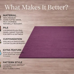 Plush Aubergine Shag Rug, Deep Purple Velvet, Modern Living Room Decor