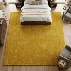 Mustard Yellow Area Rug, Soft Plush Rug, Modern Minimalist Home Decor