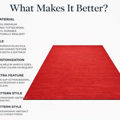 Modern Solid Red Hand Tufted Area Rug | Premium Plush Carpet for Living Room, Bedroom | Contemporary Luxury Home Decor