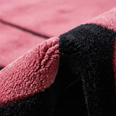 Hand Tufted New Zealand Wool Area Rug | Irregular Maroon & Jet Black Luxury Designer Carpet