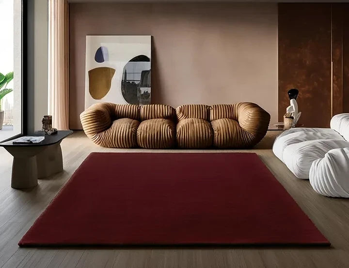 Luxury Hand Tufted Wool Area Rug | Deep Burgundy Solid Carpet | Soft, Durable & Modern Minimalist Floor Decor