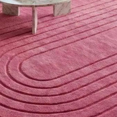 Blush Pink Hand-Tufted Rug | 100% New Zealand Wool Curved Modern Luxury Area Rug