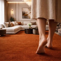 Luxury Burnt Rust Hand Tufted New Zealand Wool Area Rug – Premium Modern Carpet for Living Room, Designer Home Decor