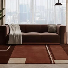 Modern Geometric Hand-Tufted Wool Rug | Luxury Designer Carpet in Terracotta, Blush & Beige for Living Room & Bedroom