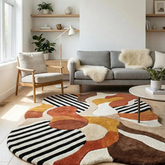 Hand Tufted New Zealand Wool Area Rug | Modern Abstract Multicolor Statement Carpet for Living Room & Bedroom | Luxury Plush Designer Rug