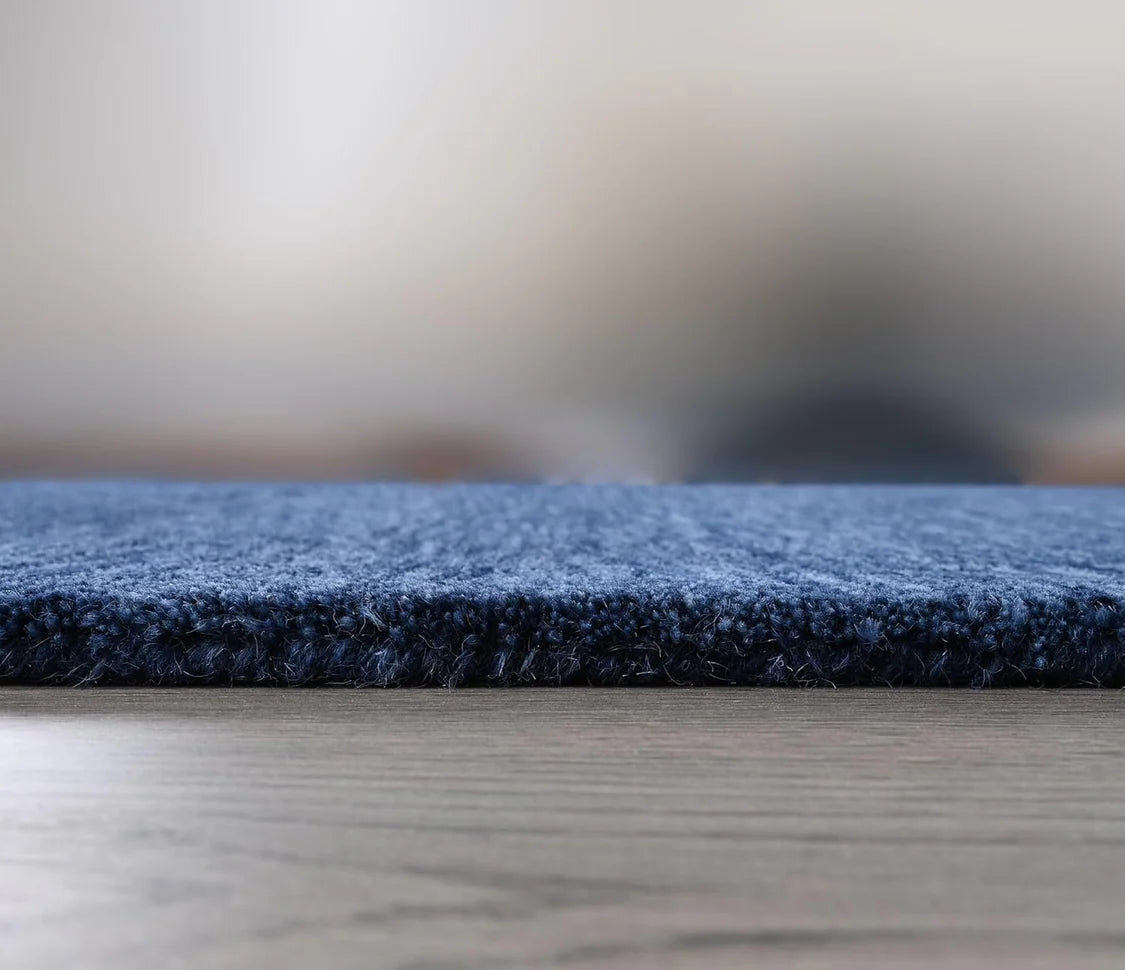 Premium Deep Navy Blue Hand Tufted Wool Area Rug | Modern Luxury Carpet for Living Room, Bedroom & Home Decor