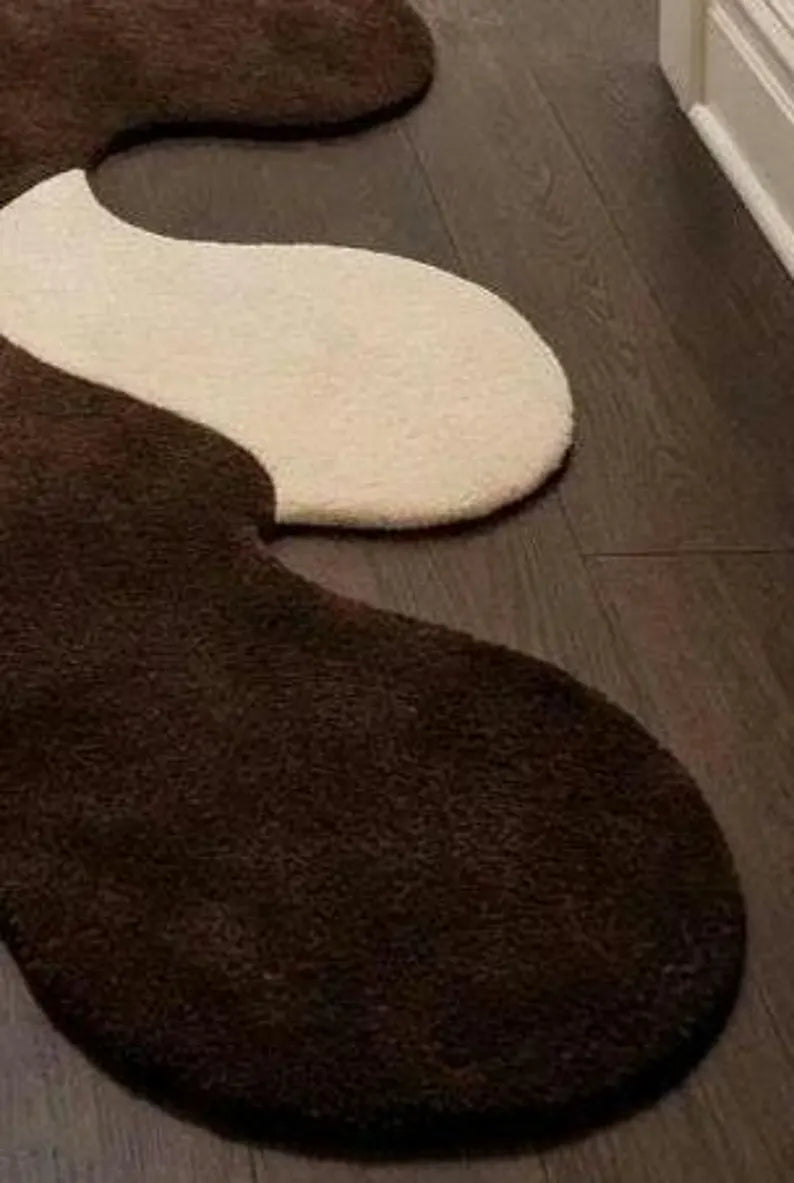 Modern Abstract Hallway Runner Rug | Hand Tufted New Zealand Wool Area Rug