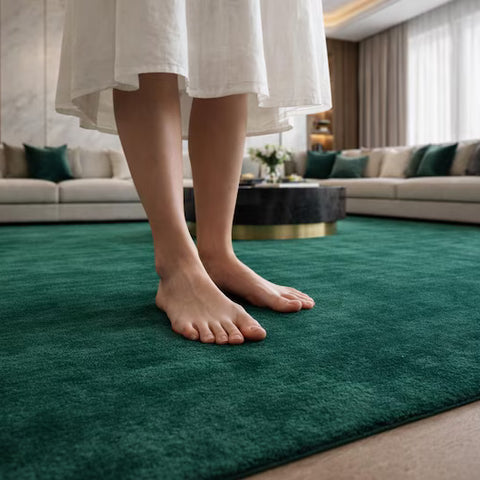 Solid Emerald Green Area Rug – Hand Tufted Plush Carpet for Living Room, Modern Contemporary Bedroom & Home Decor