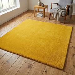Mustard Yellow Area Rug, Soft Plush Rug, Modern Minimalist Home Decor