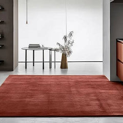 Luxury Hand Tufted New Zealand Wool Area Carpet | Solid Terracotta Modern Area Rug for Living Room & Dining Space
