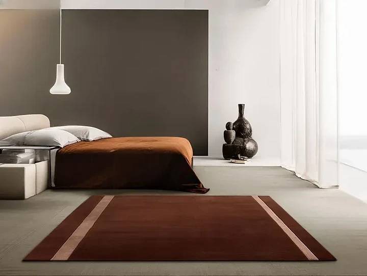 Hand Tufted New Zealand Wool Area Rug | Burgundy Border Design Carpet | Elegant & Modern Floor Decor