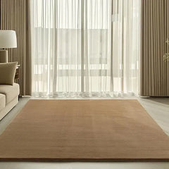 Solid Beige Luxury Wool Area Rug | Hand-Tufted Premium Carpet for Living Room & Bedroom