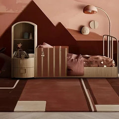 Modern Geometric Hand-Tufted Wool Rug | Luxury Designer Carpet in Terracotta, Blush & Beige for Living Room & Bedroom