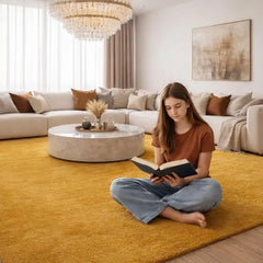 Mustard Yellow Area Rug, Soft Plush Rug, Modern Minimalist Home Decor