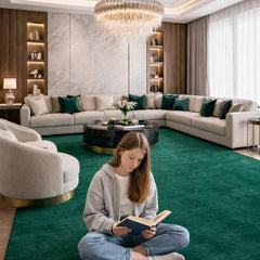 Solid Emerald Green Area Rug – Hand Tufted Plush Carpet for Living Room, Modern Contemporary Bedroom & Home Decor