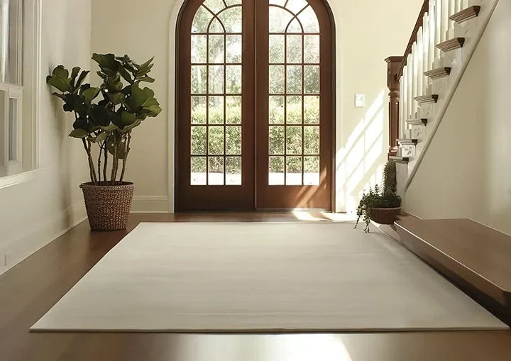 Hand Tufted New Zealand Wool Area Rug | Off White Solid Carpet | Soft, Elegant & Modern Minimalist Floor Decor