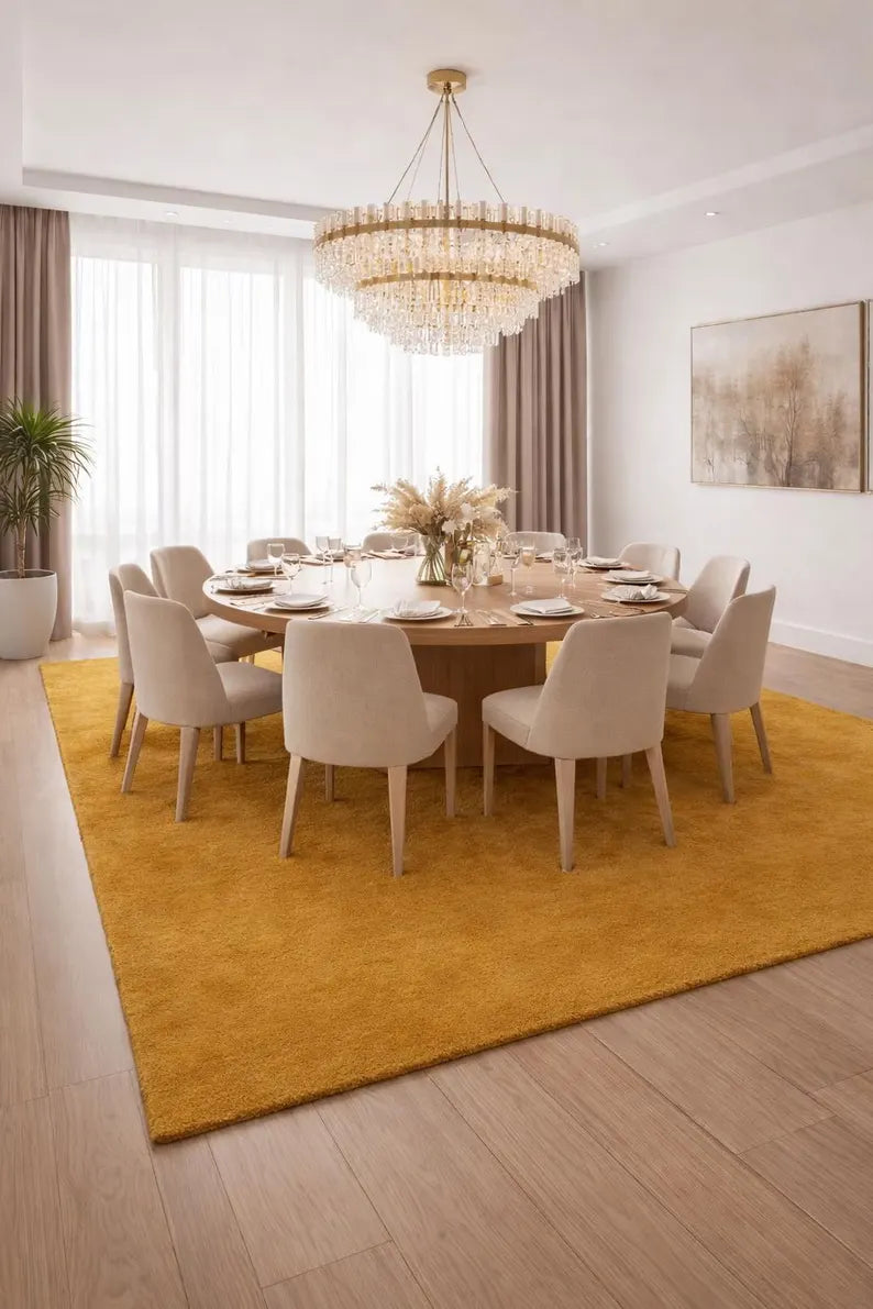 Mustard Yellow Area Rug, Soft Plush Rug, Modern Minimalist Home Decor