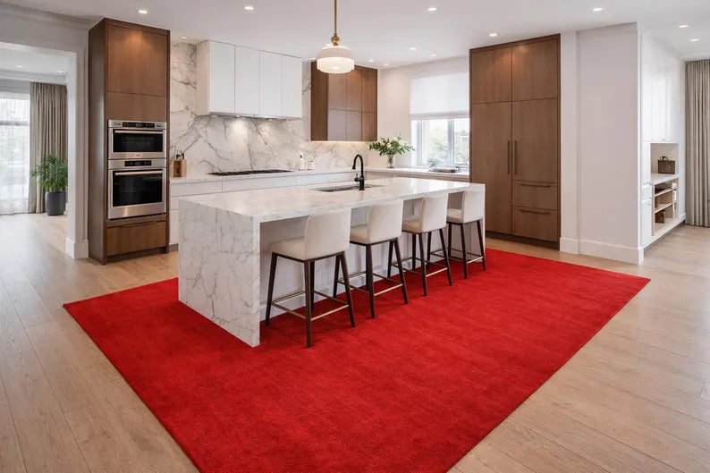 Modern Solid Red Hand Tufted Area Rug | Premium Plush Carpet for Living Room, Bedroom | Contemporary Luxury Home Decor