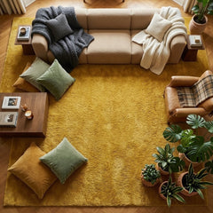Mustard Yellow Area Rug, Soft Plush Rug, Modern Minimalist Home Decor