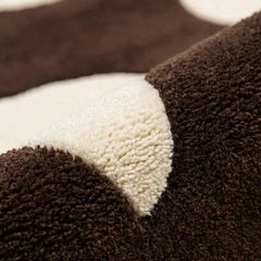 Modern abstract hallway runner rug with hand-tufted New Zealand wool in brown and white organic design